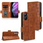 For Realme V30 / V30T 5G Symmetrical Triangle Leather Phone Case(Brown)