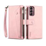 For Samsung Galaxy M54 ESEBLE Retro Frosted RFID Flip Leather Phone Case(Rose Gold)