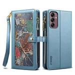 For Samsung Galaxy M54 ESEBLE Star Series Lanyard Zipper Wallet RFID Leather Case(Blue)