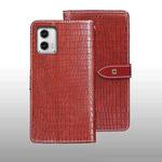 For Motorola Moto G73 idewei Crocodile Texture Leather Phone Case(Red)