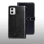 For Motorola Moto G73 idewei Crocodile Texture Leather Phone Case(Black)