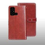 For Xiaomi Poco C55/Redmi 12C/Redmi 11A idewei Crocodile Texture Leather Phone Case(Red)