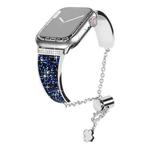 Zinc Alloy Diamond Chain Clause Watch Band For Apple Watch Series 9&8&7 41mm / SE 3&SE 2&6&SE&5&4 40mm / 3&2&1 38mm (Blue)