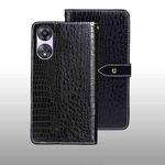 For OPPO A78 5G Global/A58x/A58 5G idewei Crocodile Texture Leather Phone Case(Black)