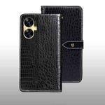 For Realme C55 4G idewei Crocodile Texture Leather Phone Case(Black)