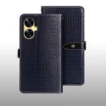 For Realme C55 4G idewei Crocodile Texture Leather Phone Case(Dark Blue)