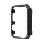 For Apple Watch Series SE 2&6&SE&5&4 44mm Aluminum Alloy Diamond Watch Protective Case(Black)