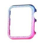 For Apple Watch Series 8&7 41mm Aluminum Alloy Diamond Watch Protective Case(Blue Rose Red)