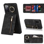 For Samsung Galaxy S20 Retro Ring and Zipper RFID Card Slot Phone Case(Black)