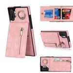 For Samsung Galaxy Note10+ Retro Ring and Zipper RFID Card Slot Phone Case(Pink)