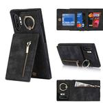 For Samsung Galaxy Note10+ Retro Ring and Zipper RFID Card Slot Phone Case(Black)