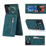 For Samsung Galaxy Note10+ Retro Ring and Zipper RFID Card Slot Phone Case(Blue)