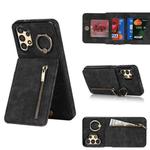 For Samsung Galaxy A13 4G / 5G Retro Ring and Zipper RFID Card Slot Phone Case(Black)