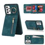 For Samsung Galaxy A52 5G Retro Ring and Zipper RFID Card Slot Phone Case(Blue)