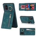 For Samsung Galaxy A71 5G Retro Ring and Zipper RFID Card Slot Phone Case(Blue)