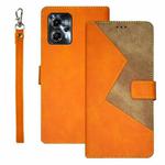 For Motorola Moto G23/G13 idewei Two-color Splicing Leather Phone Case(Orange)