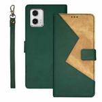 For Motorola Moto G73 idewei Two-color Splicing Leather Phone Case(Green)