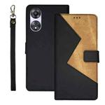 For OPPO A78 5G Global/A58x/A58 5G idewei Two-color Splicing Leather Phone Case(Black)