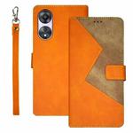 For OPPO A78 5G Global/A58x/A58 5G idewei Two-color Splicing Leather Phone Case(Orange)