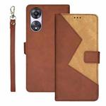 For OPPO A78 5G Global/A58x/A58 5G idewei Two-color Splicing Leather Phone Case(Brown)