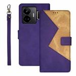 For Realme GT3 5G Global/GT Neo 5 5G idewei Two-color Splicing Leather Phone Case(Purple)