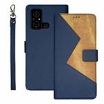 For Xiaomi Poco C55/Redmi 12C/Redmi 11A idewei Two-color Splicing Leather Phone Case(Blue)