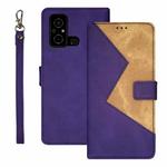 For Xiaomi Poco C55/Redmi 12C/Redmi 11A idewei Two-color Splicing Leather Phone Case(Purple)