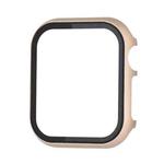 For Apple Watch Series 8&7 45mm Metal Frame + Tempered Glass Protector Case(Gold)