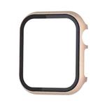 For Apple Watch Series SE 2&6&SE&5&4 44mm Metal Frame + Tempered Glass Protector Case(Gold)