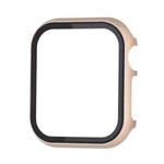 For Apple Watch Series 8&7 41mm Metal Frame + Tempered Glass Protector Case(Gold)
