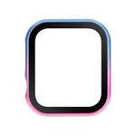 For Apple Watch Series SE 2&6&SE&5&4 40mm Metal Frame + Tempered Glass Protector Case(Pink Blue)