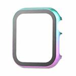 For Apple Watch Series 3&2&1 38mm Metal Frame + Tempered Glass Protector Case(Pink Green)