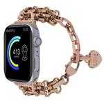 Stainless Steel Three Row Chain Watch Band For Apple Watch Ultra 49mm&Watch Ultra 2 49mm / Series 9&8&7 45mm / SE 3&SE 2&6&SE&5&4 44mm / 3&2&1 42mm (Rose Gold)