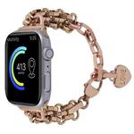 Stainless Steel Three Row Chain Watch Band For Apple Watch Series 9&8&7 41mm / SE 3&SE 2&6&SE&5&4 40mm / 3&2&1 38mm (Rose Gold)
