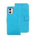 For Motorola Moto G73 idewei Crazy Horse Texture Leather Phone Case with Holder(Sky Blue)