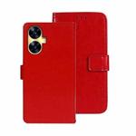 For Realme C55 4G idewei Crazy Horse Texture Leather Phone Case with Holder(Red)
