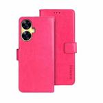 For Realme C55 4G idewei Crazy Horse Texture Leather Phone Case with Holder(Rose Red)