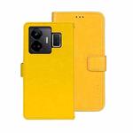 For Realme GT3 5G Global/GT Neo 5 5G idewei Crazy Horse Texture Leather Phone Case with Holder(Yellow)