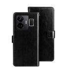 For Realme GT3 5G Global/GT Neo 5 5G idewei Crazy Horse Texture Leather Phone Case with Holder(Black)