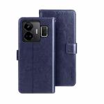 For Realme GT3 5G Global/GT Neo 5 5G idewei Crazy Horse Texture Leather Phone Case with Holder(Blue)