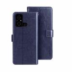 For Xiaomi Poco C55/Redmi 12C/Redmi 11A idewei Crazy Horse Texture Leather Phone Case with Holder(Blue)