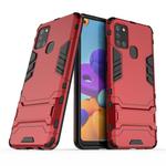 For Galaxy A21s PC + TPU Shockproof Protective Case with Holder(Red)