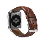 Oil Wax Genuine Leather Watch Band For Apple Watch Series 8&7 41mm / SE 2&6&SE&5&4 40mm / 3&2&1 38mm (Brown)