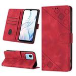 For Realme C30s Skin-feel Embossed Leather Phone Case(Red)