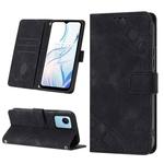 For Realme C30s Skin-feel Embossed Leather Phone Case(Black)