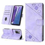 For Samsung Galaxy Note20 Skin-feel Embossed Leather Phone Case(Light Purple)