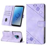 For Samsung Galaxy S9 Skin-feel Embossed Leather Phone Case(Light Purple)