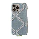 For iPhone 11 Pro Max Diamond Pattern Denim Phone Case(Light Blue)