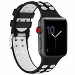 For Apple Watch Series 7 41mm / 6 & SE & 5 & 4 40mm / 3 & 2 & 1 38mm Two-color Double-breasted Silicone Watch Band(Black White)