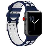 For Apple Watch Series 7 41mm / 6 & SE & 5 & 4 40mm / 3 & 2 & 1 38mm Two-color Double-breasted Silicone Watch Band(Blue White)